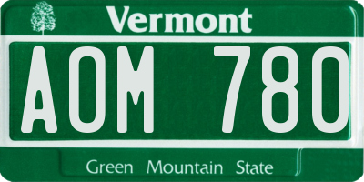 VT license plate AOM780