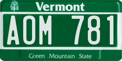 VT license plate AOM781