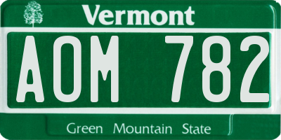 VT license plate AOM782