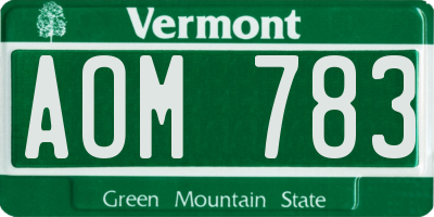 VT license plate AOM783