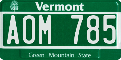 VT license plate AOM785