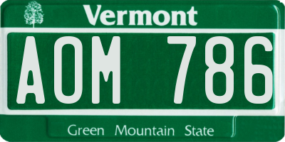 VT license plate AOM786
