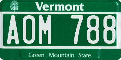 VT license plate AOM788