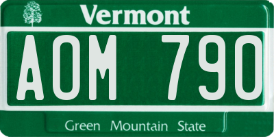 VT license plate AOM790