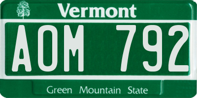 VT license plate AOM792