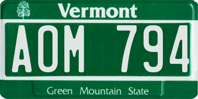 VT license plate AOM794