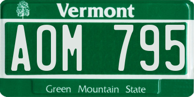 VT license plate AOM795