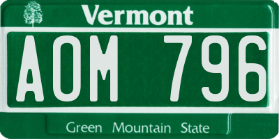 VT license plate AOM796