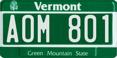 VT license plate AOM801