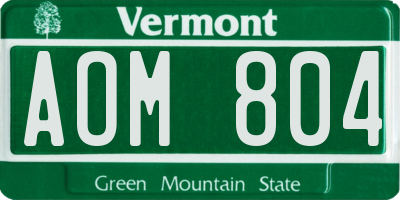 VT license plate AOM804
