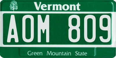 VT license plate AOM809