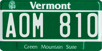 VT license plate AOM810