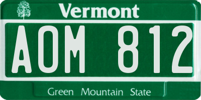 VT license plate AOM812