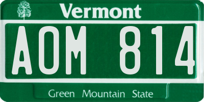 VT license plate AOM814