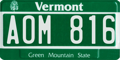 VT license plate AOM816