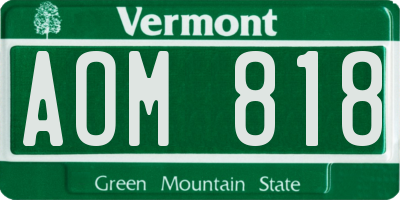 VT license plate AOM818