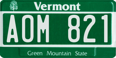 VT license plate AOM821