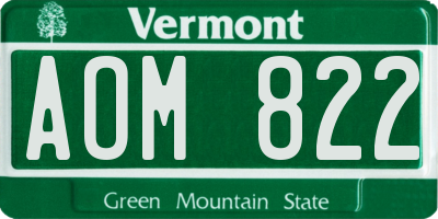 VT license plate AOM822