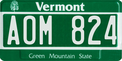 VT license plate AOM824