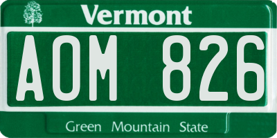 VT license plate AOM826