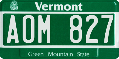 VT license plate AOM827