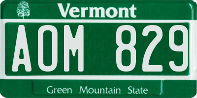 VT license plate AOM829
