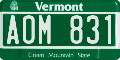 VT license plate AOM831