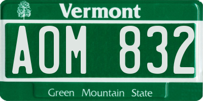 VT license plate AOM832