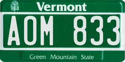 VT license plate AOM833
