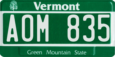 VT license plate AOM835