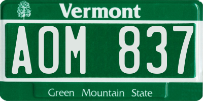VT license plate AOM837