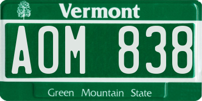 VT license plate AOM838