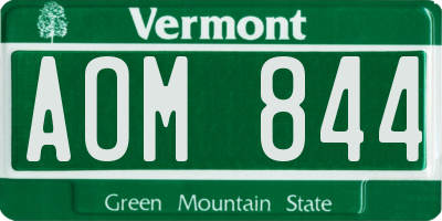 VT license plate AOM844