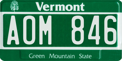 VT license plate AOM846