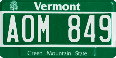 VT license plate AOM849