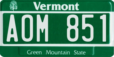 VT license plate AOM851