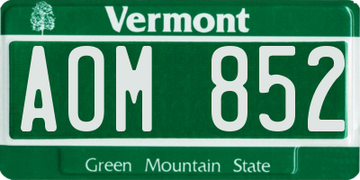 VT license plate AOM852