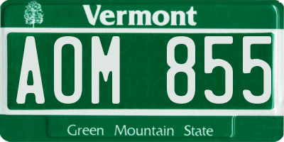 VT license plate AOM855