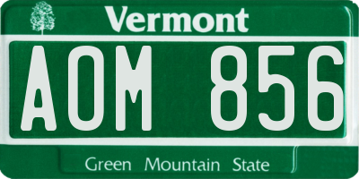 VT license plate AOM856
