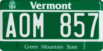 VT license plate AOM857