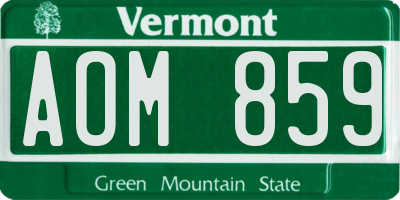 VT license plate AOM859