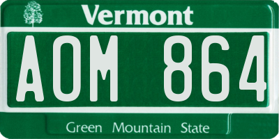 VT license plate AOM864