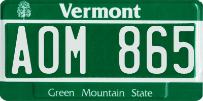 VT license plate AOM865