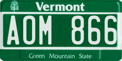 VT license plate AOM866