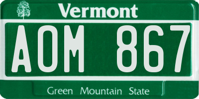 VT license plate AOM867