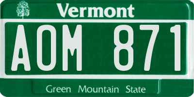 VT license plate AOM871