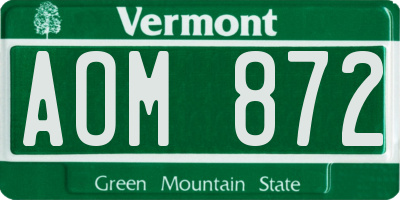 VT license plate AOM872