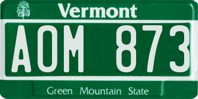 VT license plate AOM873