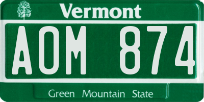 VT license plate AOM874