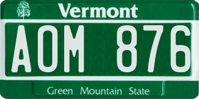 VT license plate AOM876